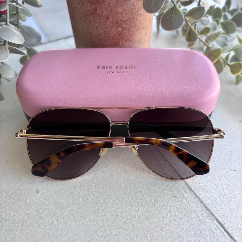 Kate Spade Isla 61mm Gold Frame Aviator Style Sunglasses